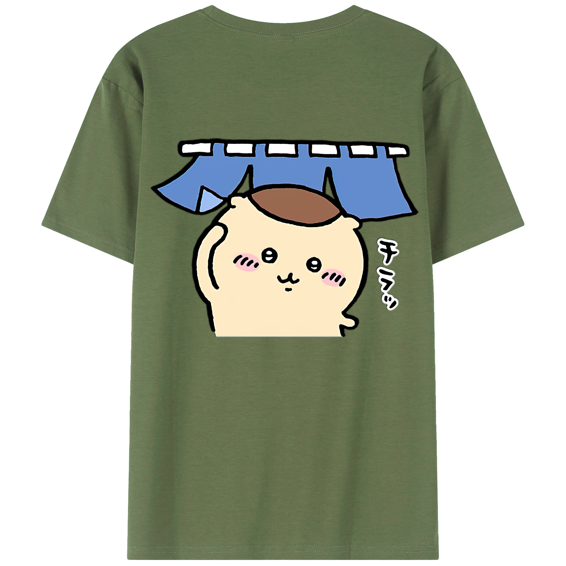 （画像用） ちいかわ くりまんじゅう Chii-kawa kuri manjū 綿100％ メンズ半袖Tシャツ（バックプリント） 通気性